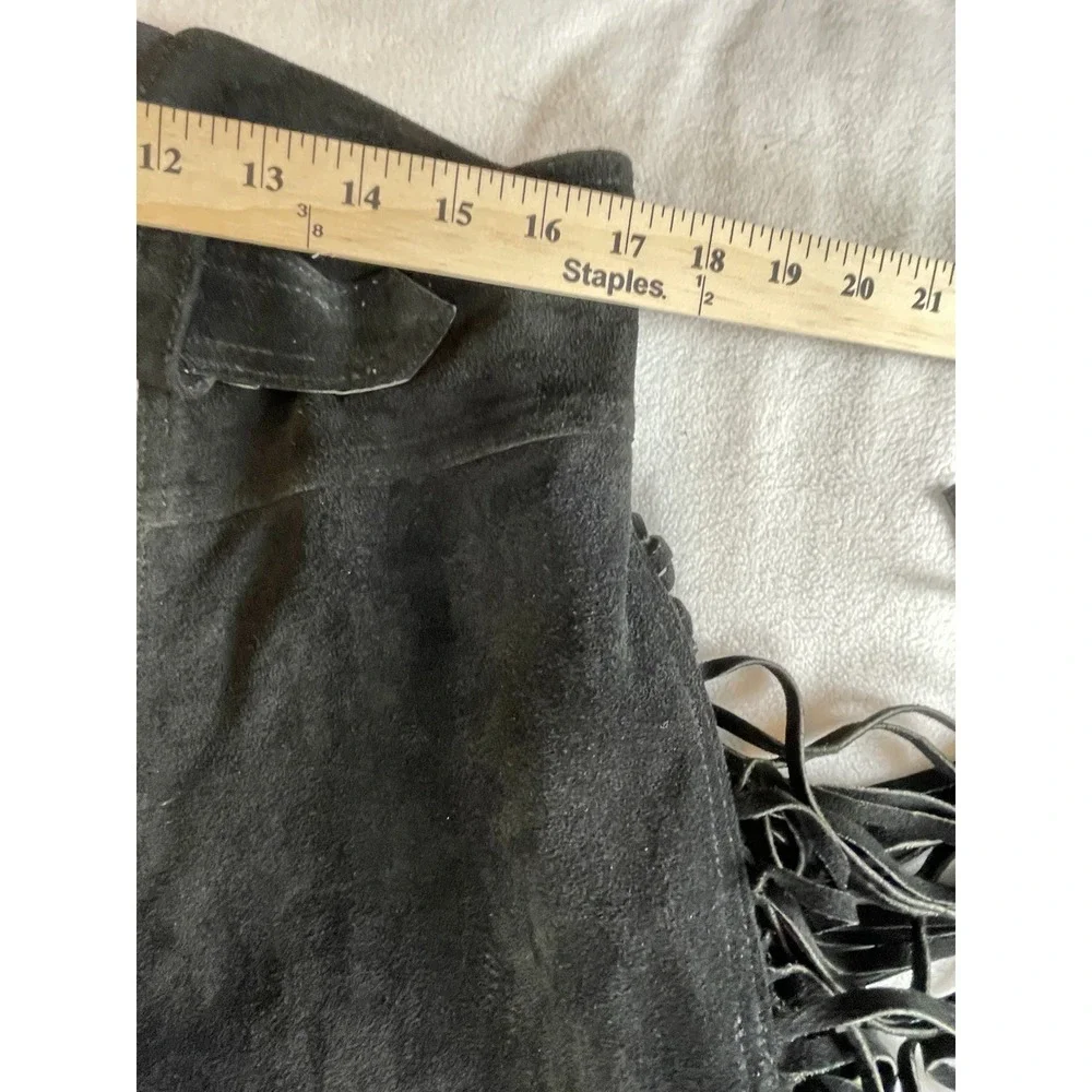 Harley Davidson Black Leather Chaps‎ with Fringe - Picture 6 of 13